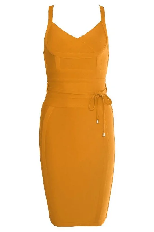 Bek Bandage Dress - Apricot Orange