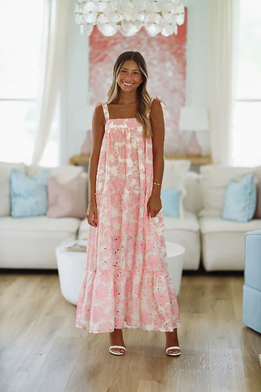 Queen of My Heart Maxi Dress - Pink and Cream