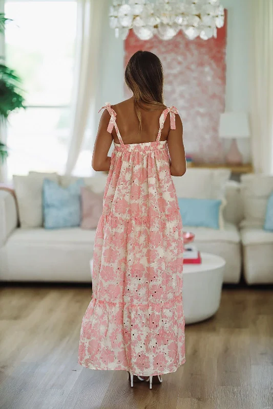 Queen of My Heart Maxi Dress - Pink and Cream