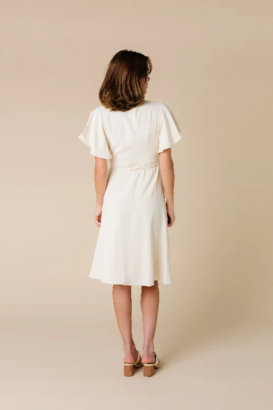 Daphne Tulip Wrap Dress - Cream