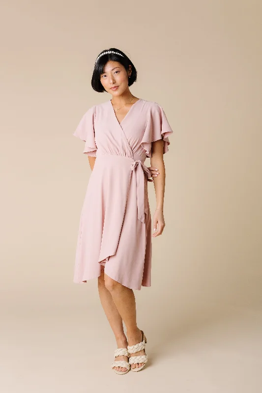 Daphne Tulip Wrap Dress - Dusty Pink