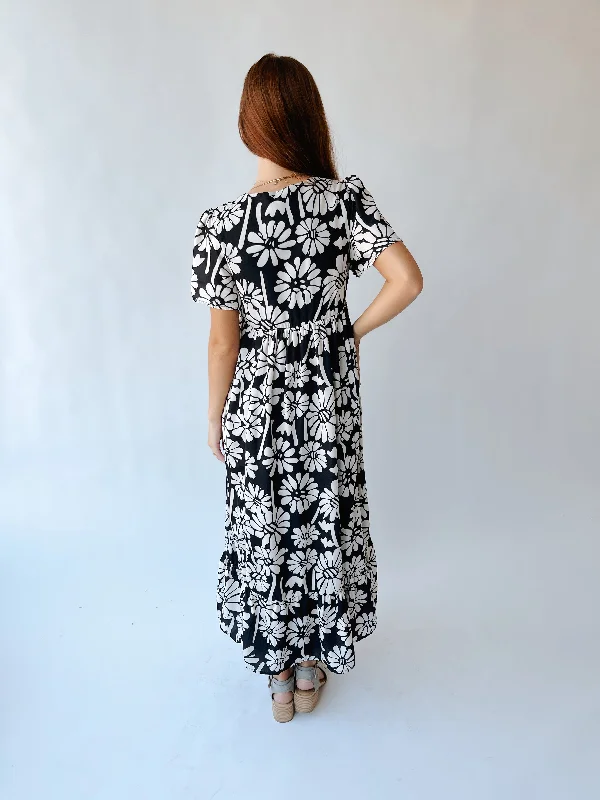 The Eubanks Floral Midi Dress in Black