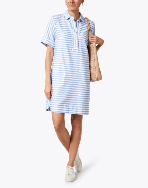 Aileen Blue and White Stripe Cotton Dress