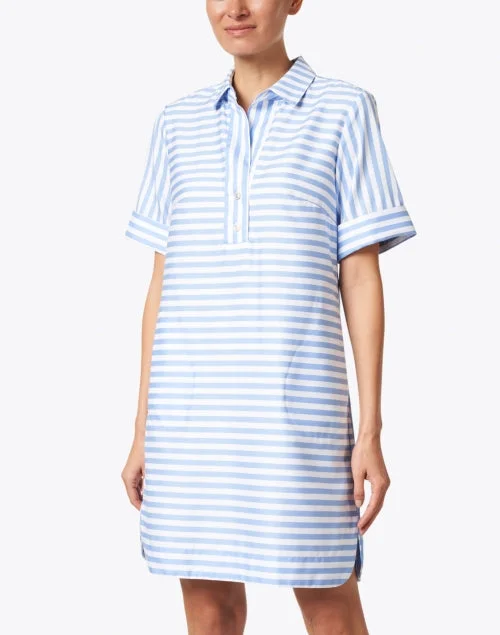 Aileen Blue and White Stripe Cotton Dress