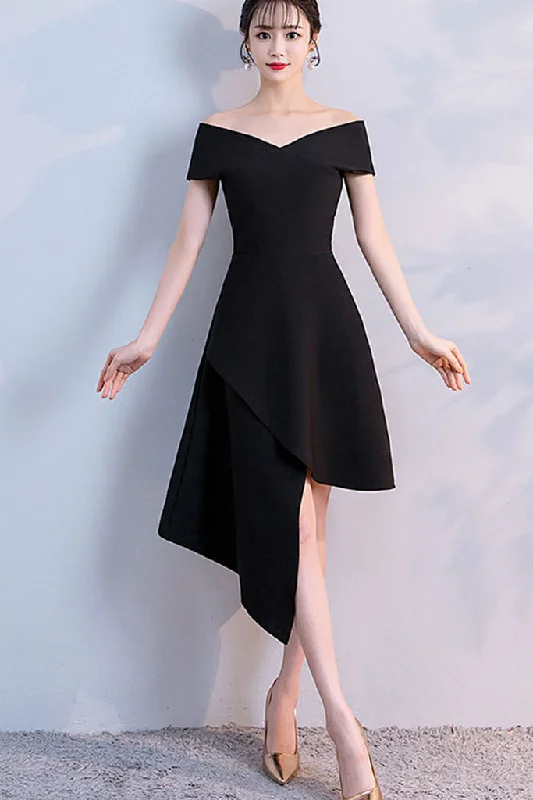 CAP SLEEVE ASYMMETRICAL HEM A-LINE DRESS