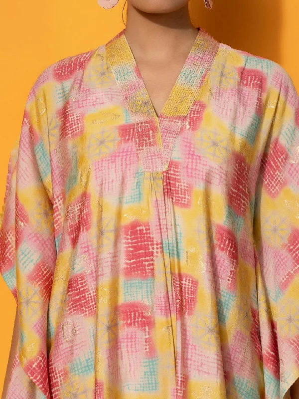 Yellow Printed Silk Blend Co-Ords